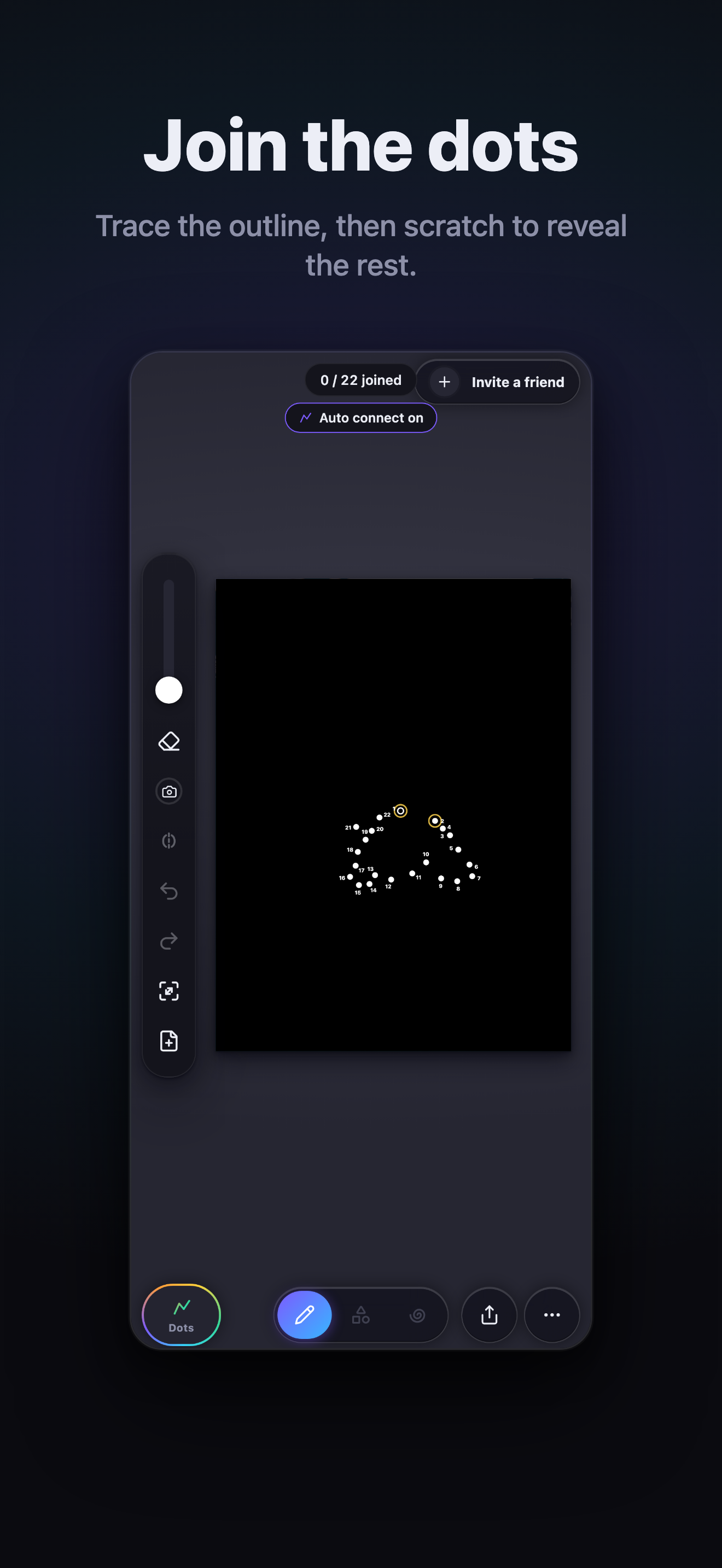 Joining the numbered dots on a dot-to-dot puzzle