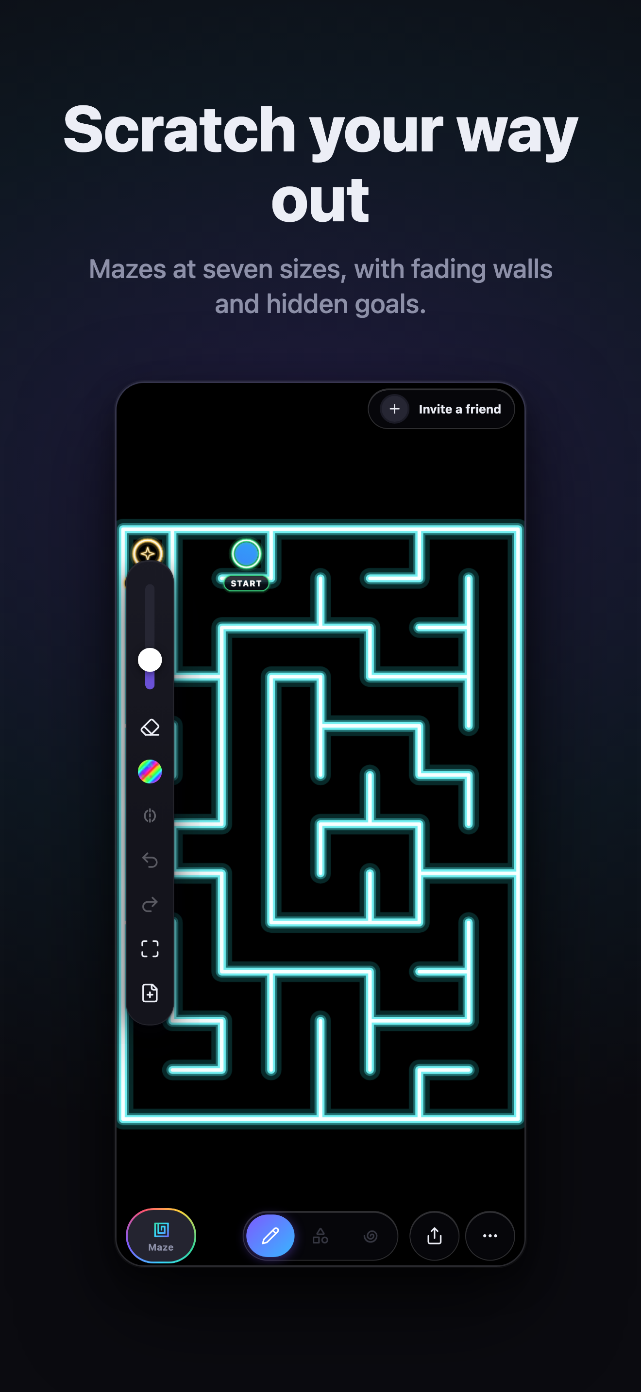 Scratching a path through a glowing maze