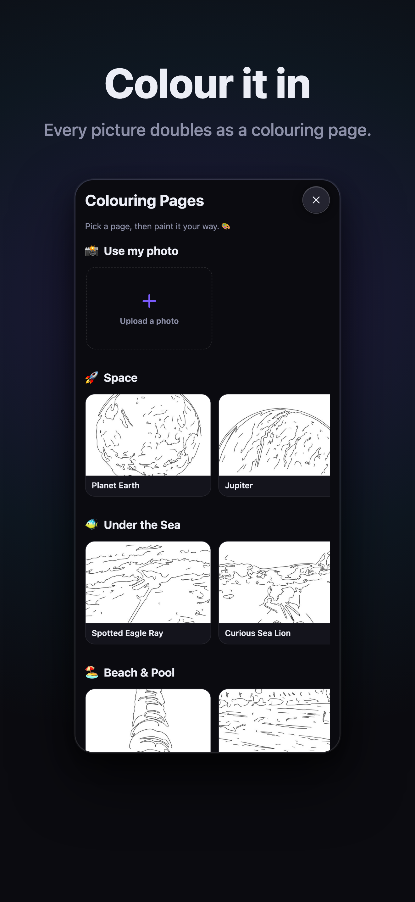 Colouring pages made from Magic Pictures